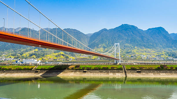 Suspension Bridge Spanning Yangtze River - Sandouping, China