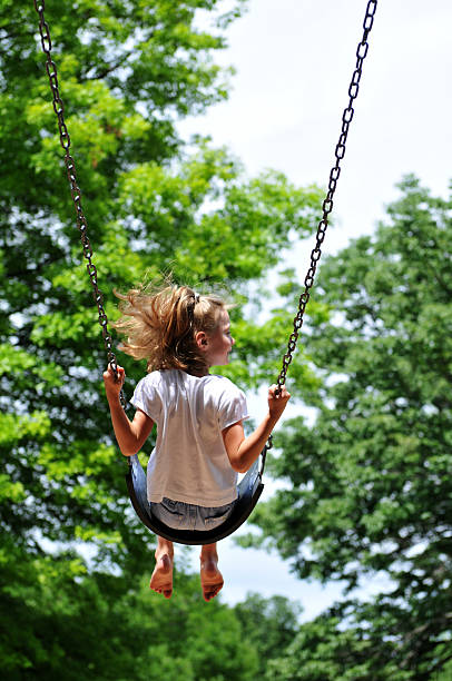 istock Young Girl on a swing 463147503