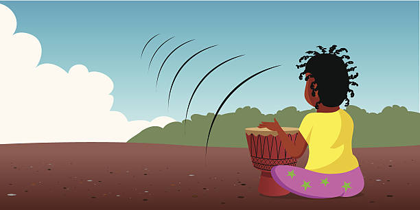 Tambores africanos Jogador - ilustração de arte em vetor