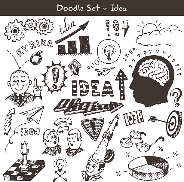 Conjunto de Doodle de ideia.  Ilustração vetorial. - ilustração de arte em vetor