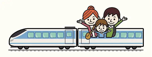 Vector illustration of Family Train Trip