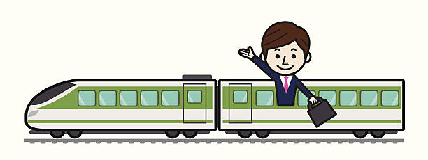 business personen am zug - electric train illustrations stock-grafiken, -clipart, -cartoons und -symbole
