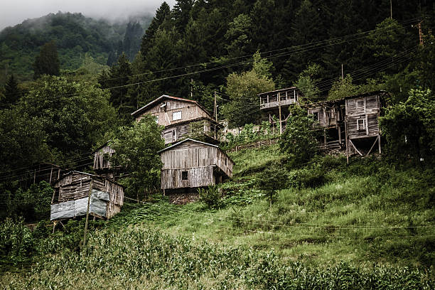 istock Wooden huts and a House on a Hillside 463156175