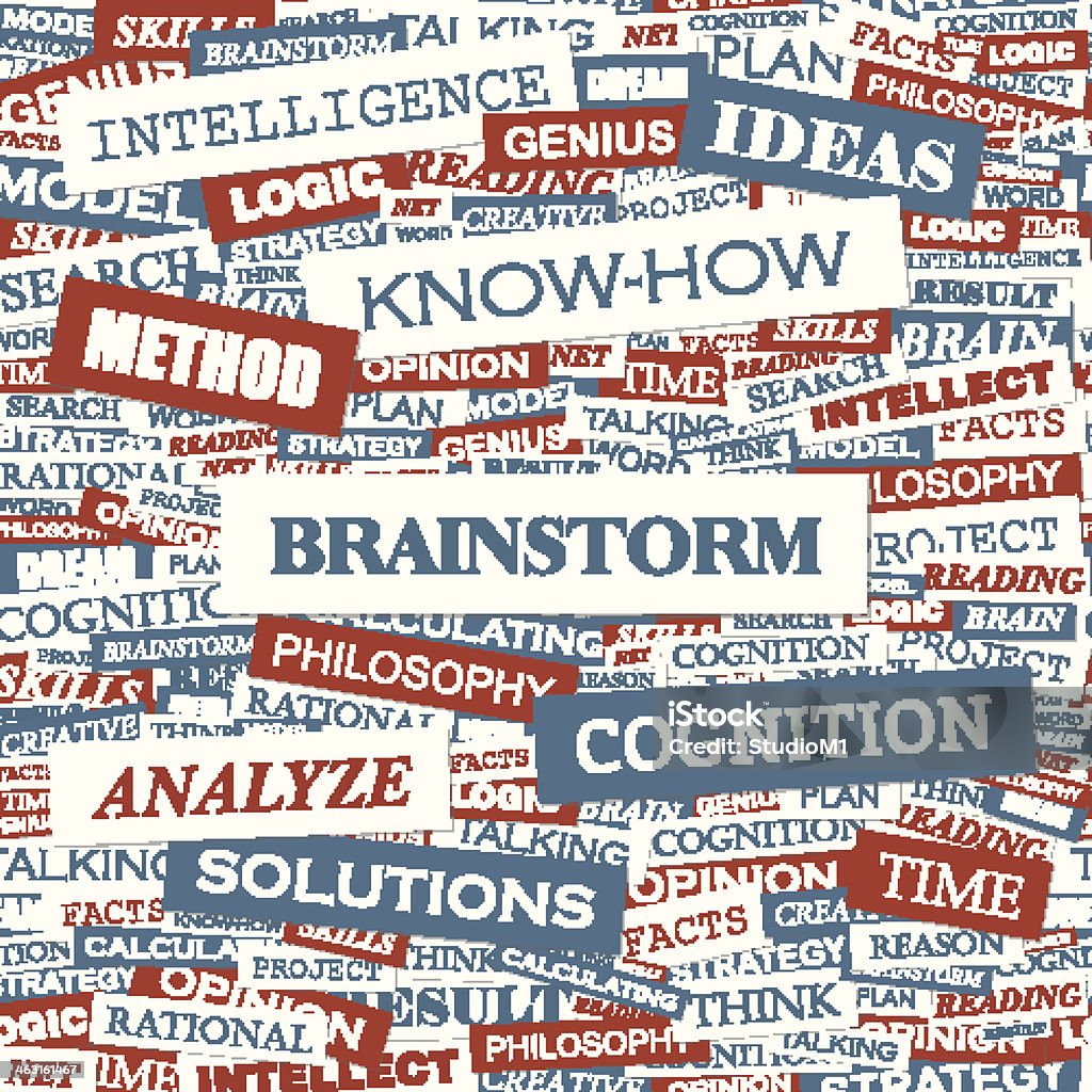 BRAINSTORM BRAINSTORM. Word cloud concept illustration. Wordcloud collage. Abstract stock vector