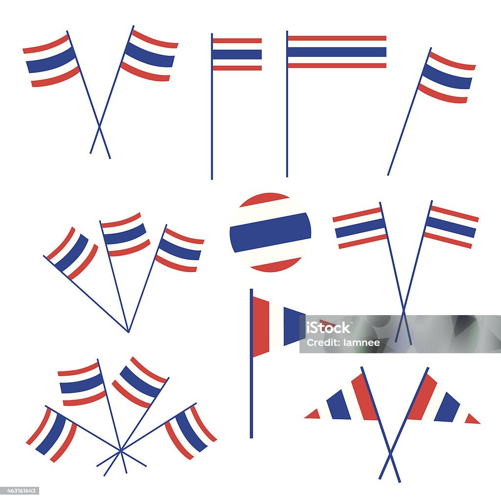 Ensemble de Drapeau thaïlandais sur fond blanc - clipart vectoriel de Asie libre de droits