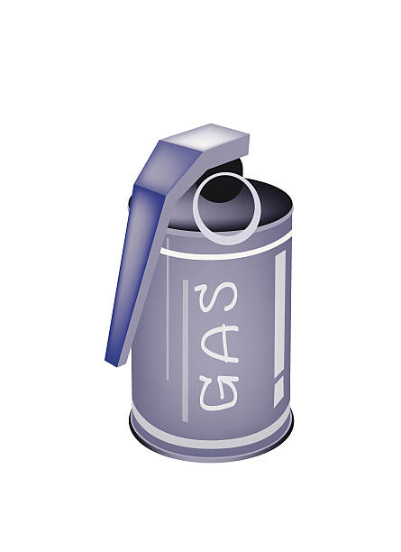 Tear Gas Grenade on White Background An Illustration of Tear Gas Hand Grenade Canister for Riot Police Officer Isolate on A White Background. tear gas can stock illustrations