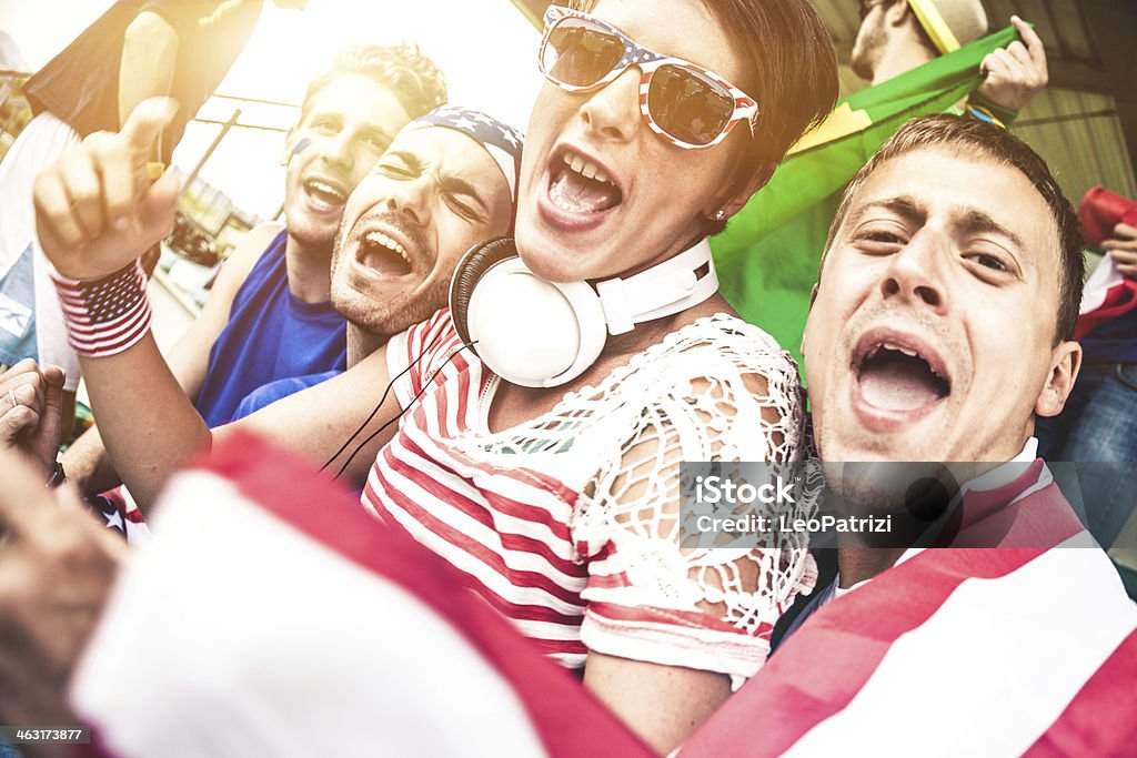 Gruppe von glücklich USA-Fan - Lizenzfrei Bemaltes Gesicht Stock-Foto
