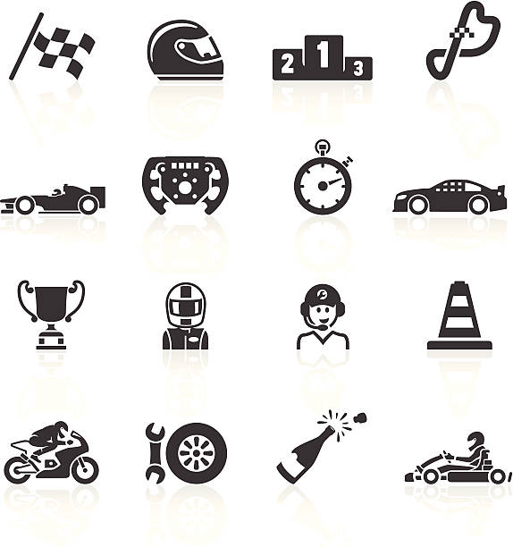 wyścigów samochodowych ikony - motorized sport motor racing track motorcycle racing auto racing stock illustrations