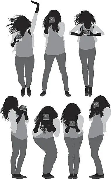 Vector illustration of Female photographer