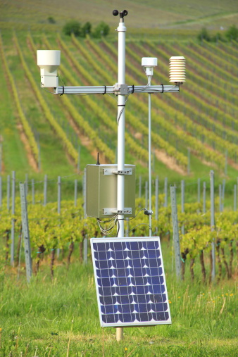 Solar powered weather station and surveillance in the vineyards.