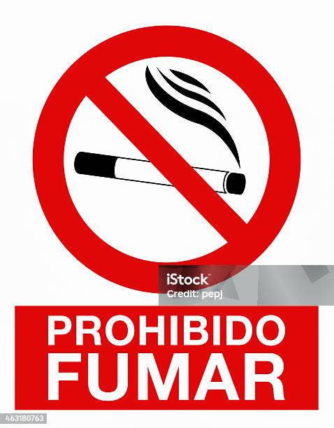 Ilustración de Para No Fumadores y más Vectores Libres de Derechos de Cultura española - Cultura española, Señal de prohibido fumar, Alerta