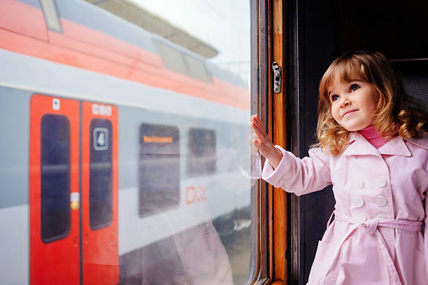 istock Little girl travelling in train 463180777