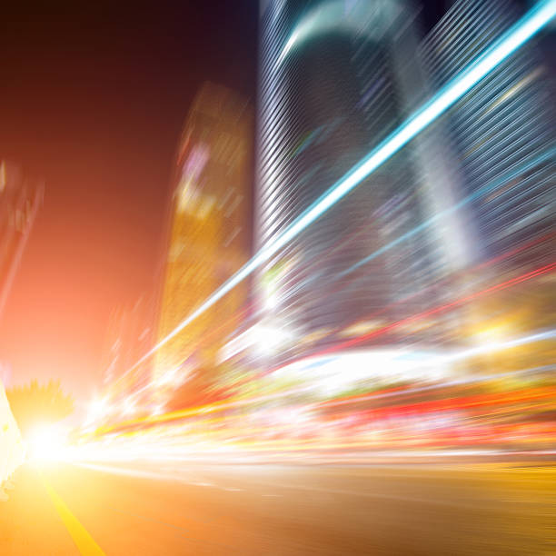 istock light trails on the modern building background 463181543