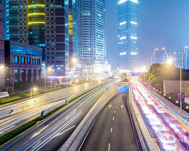 istock Overpass of the light trails, beautiful curves 463182761