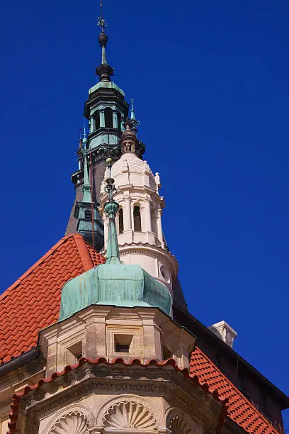 Baroque towers on manor-house in Praque, Czech republic
