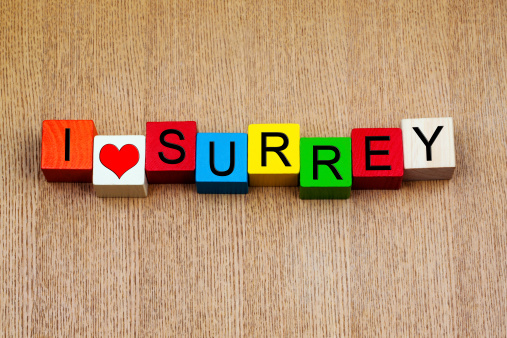 I Love Surrey, England, UK, with heart symbol