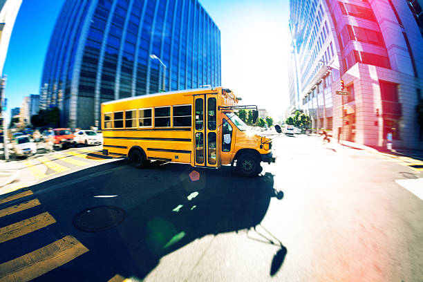 istock Yellow School Bus Car in San Francisco 463198031