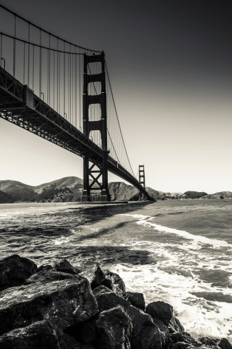 San Francisco Golden Gate bridge in black and white
