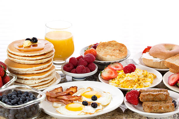 istock Breakfast food and juice. 463199049