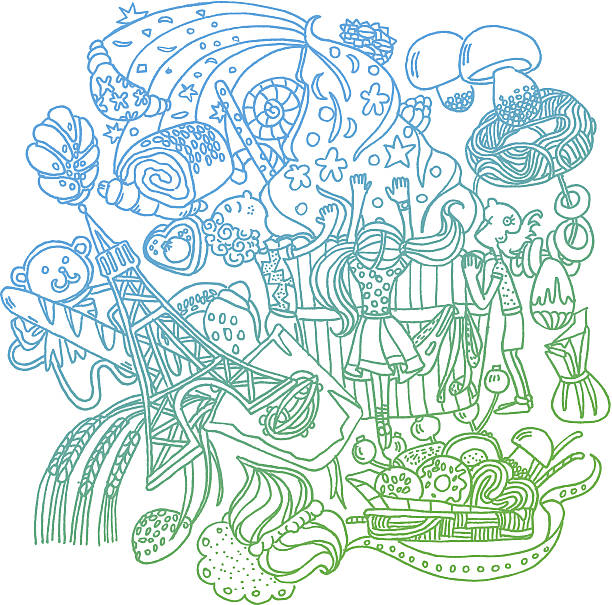 Vector Hand-Drawn Illustration of Sweets Background (eps 8).