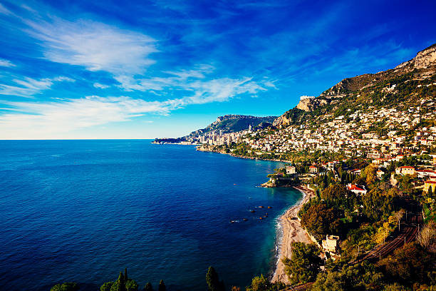 Monaco (Monte Carlo) View from the Sea, View of Monte Carlo from the sea monte carlo stock pictures, royalty-free photos & images