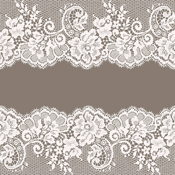 weißer spitze.  grußkarte.  grau hintergrund. - lace white pattern flower stock-grafiken, -clipart, -cartoons und -symbole