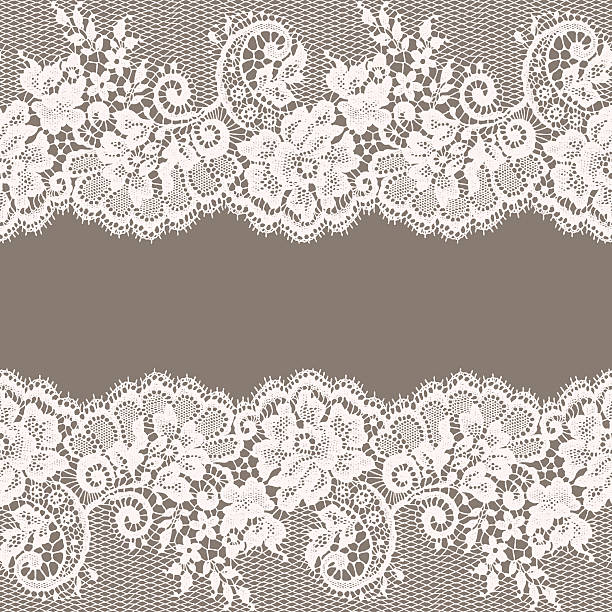 illustrations, cliparts, dessins animés et icônes de dentelle blanche. carte de voeux et d'anniversaire. fond gris. - dentelle en matière textile