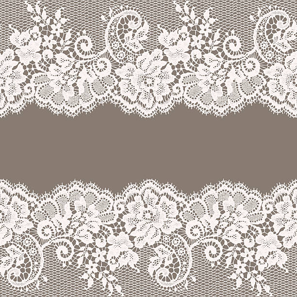 인명별 레이스. 축하글 카드. 회색 배경. - lace frame retro revival floral pattern stock illustrations