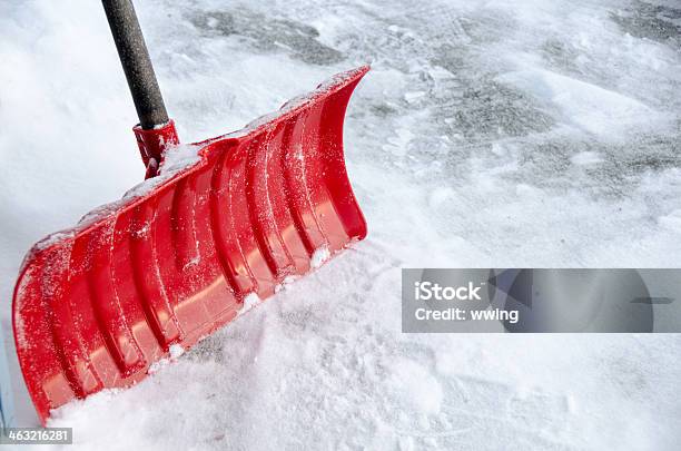 Red Snow Shovel Stock Photo - Download Image Now - Snow Shovel, Close-up, Color Image