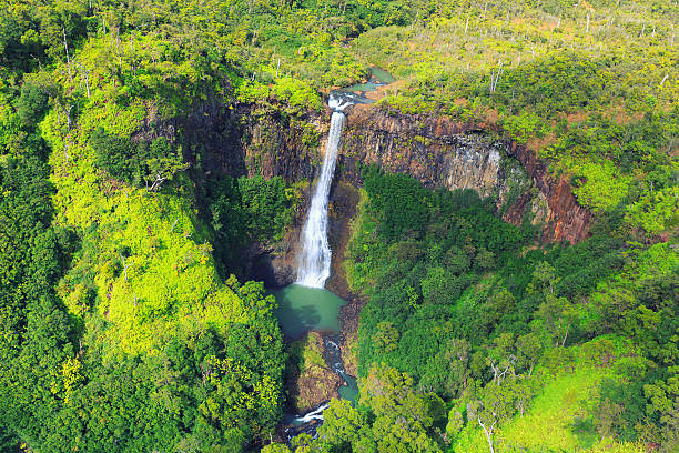 wodospad z waimea kanion państwowy park z wyżej - waimea canyon state park zdjęcia i obrazy z banku zdjęć