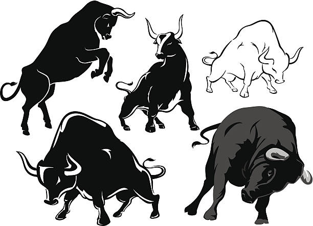 ilustraciones, imágenes clip art, dibujos animados e iconos de stock de bull de - toro