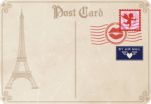 ilustrações, clipart, desenhos animados e ícones de love letters-named dia dos namorados em paris. - postcard french culture france postage stamp