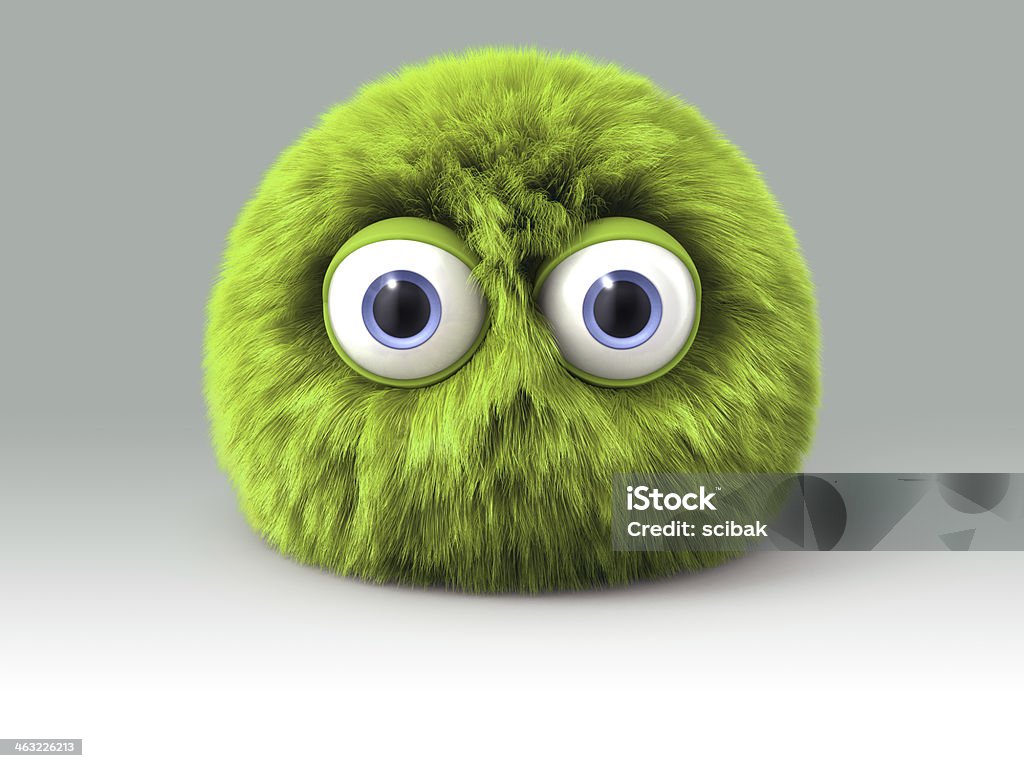 Furry green cartoon spherical monster character Furry green cartoon spherical monster character. Digitally generated 3D image. Isoilated on gradient background which can be easily expanded. Monster - Fictional Character Stock Photo