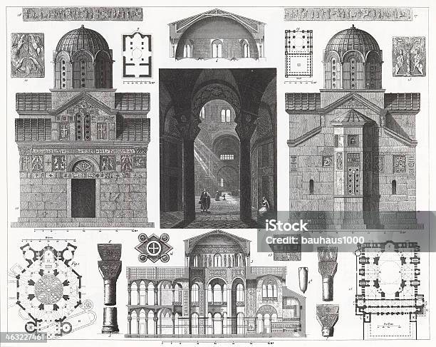 Engraving Byzantine Architecture Stock Illustration - Download Image Now - 19th Century, Altar, Architectural Column