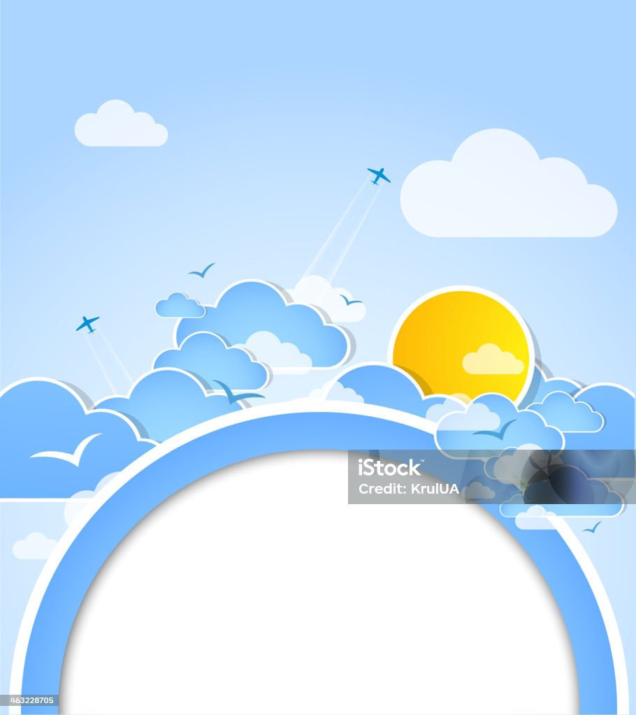 Good weather round background. Blue sky with clouds. Vector Abstract stock vector