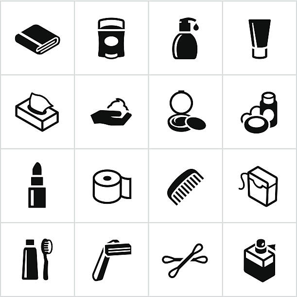 black körperpflege-symbole - shampoos stock-grafiken, -clipart, -cartoons und -symbole