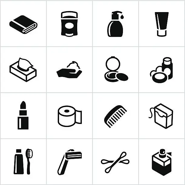 Vector illustration of Black Body Care Icons
