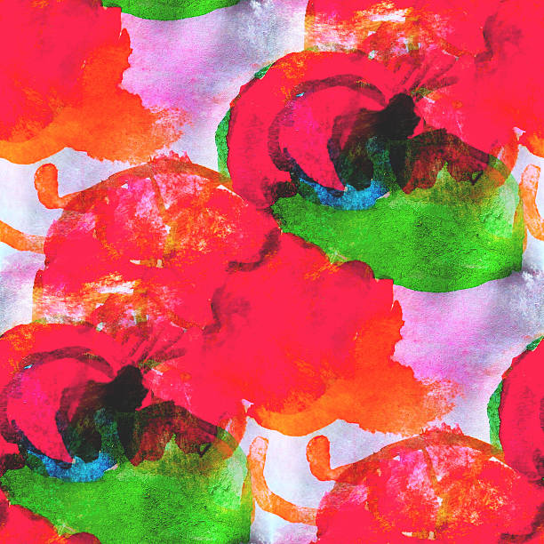 istock abstract avant-garde orange, green seamless wallpaper watercolor 463233455