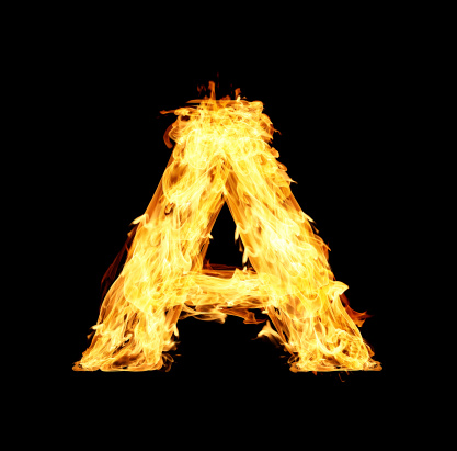 letter A made from fire