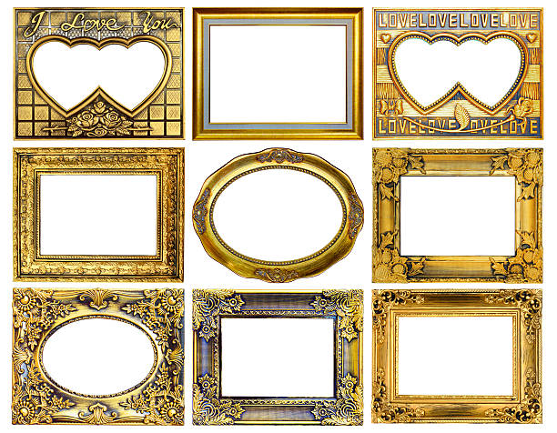 istock antique gold frame on the white background 463234691