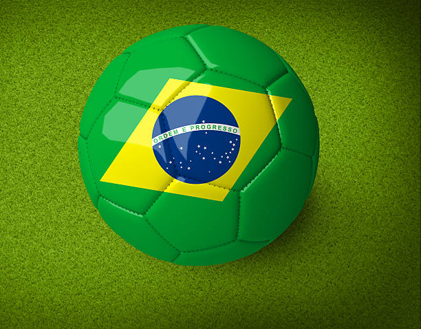 istock Soccer ball with Brazil flag on it. 463236657
