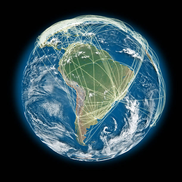 istock Connected world South America view 463238785