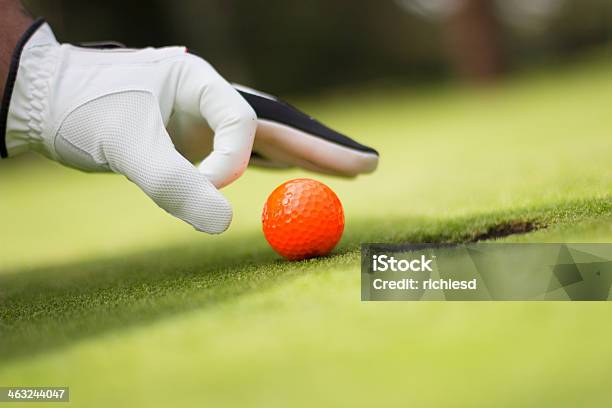 Orange Golf Ball Stock Photo - Download Image Now - Beauty In Nature, Color Image, Copy Space