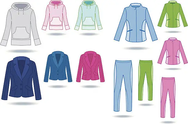 Vector illustration of Clothes: upper parts and sportsdress.
