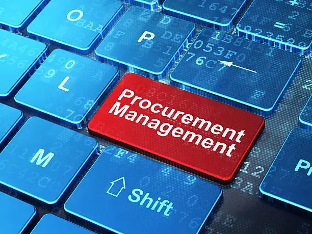 Photo of Business concept: Procurement Management on computer keyboard background