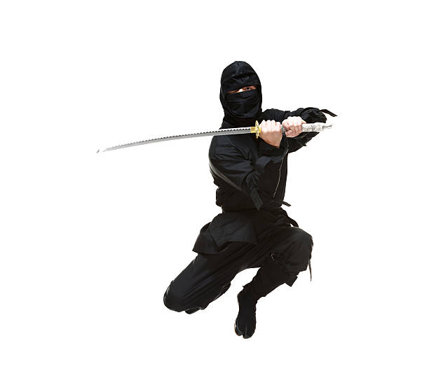 ninja w akcji z miecz - conflict fighting 20s action zdjęcia i obrazy z banku zdjęć
