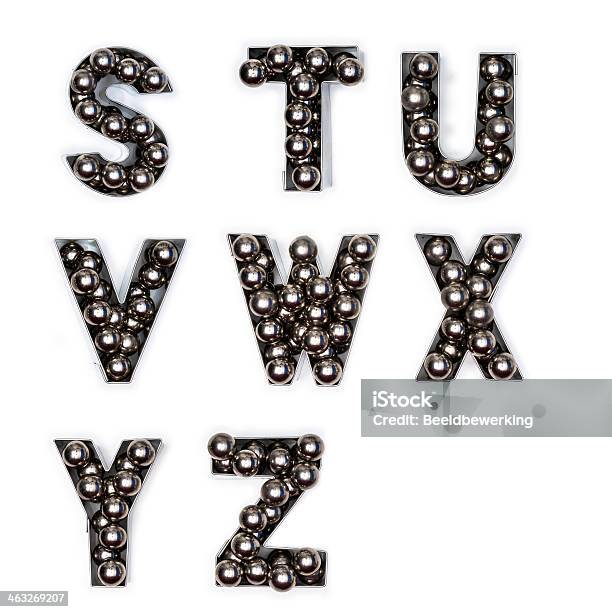 Metal Balls Alphabet Part 3 Stock Photo - Download Image Now - Alphabet, Buttercream, Cut Out