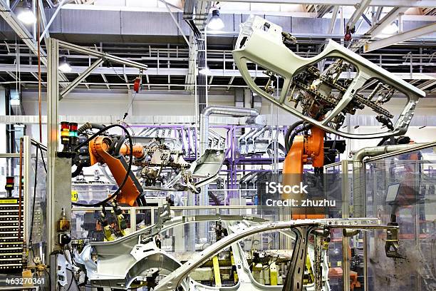 Robots In A Car Factory Stock Photo - Download Image Now - Automobile Industry, Car, Manufacturing