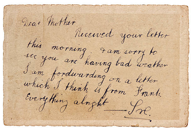 istock old postcard with vintage english handwriting 463271623