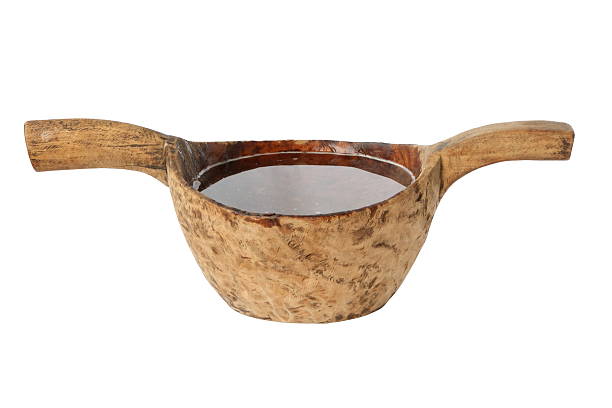 Wooden bowl with water stock photo